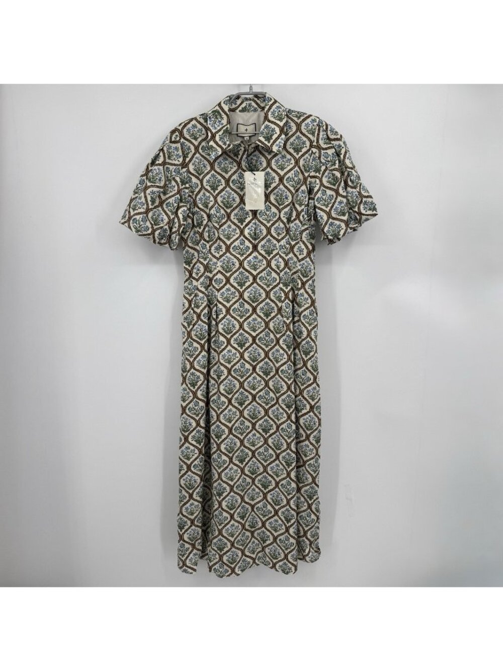 Tuckernuck Porcelain Bouquet Delaney Midi Dress M Medium Puff Sleeve Shirt Dress